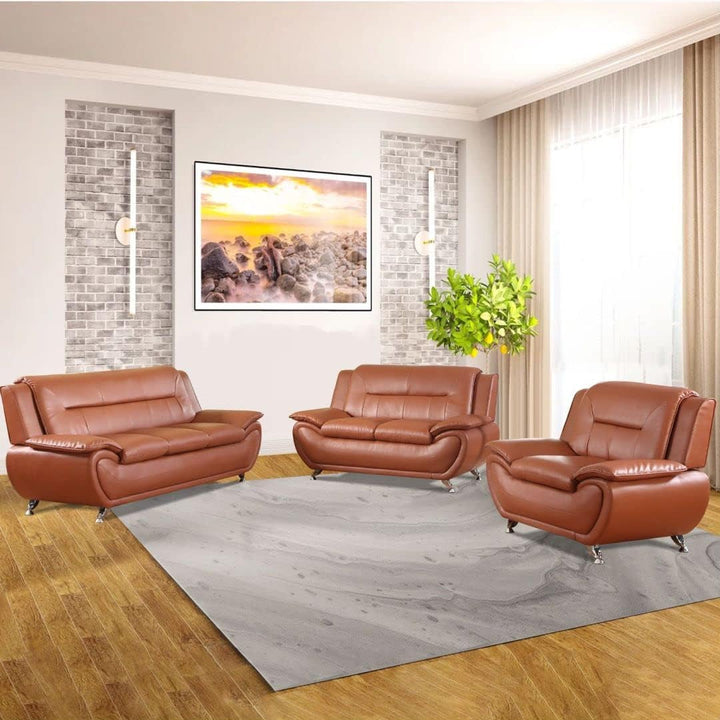 Faux Leather Sofa Set 3 Piece Living Room Furniture-0