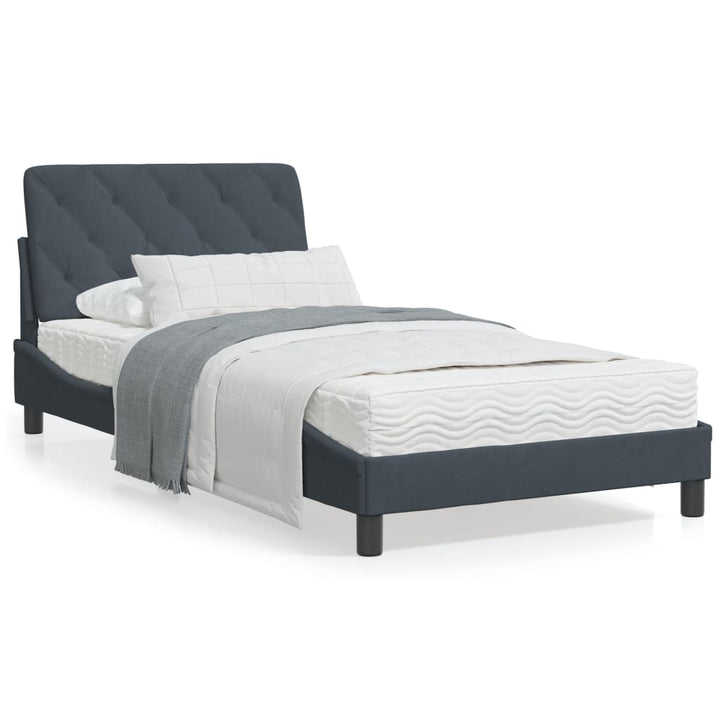 vidaXL Bed Frame with Headboard Mattress Foundation Bedroom Furniture Velvet-1