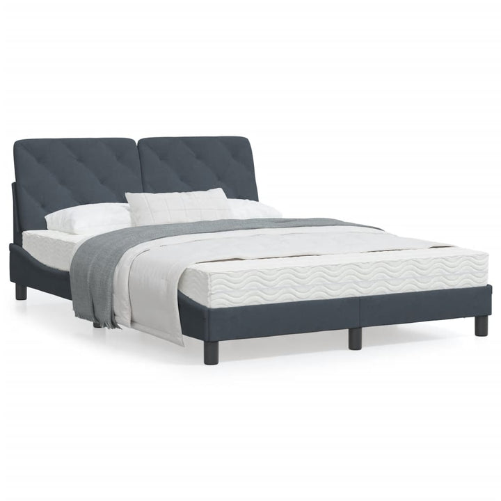 vidaXL Bed Frame with Headboard Mattress Foundation Bedroom Furniture Velvet-8