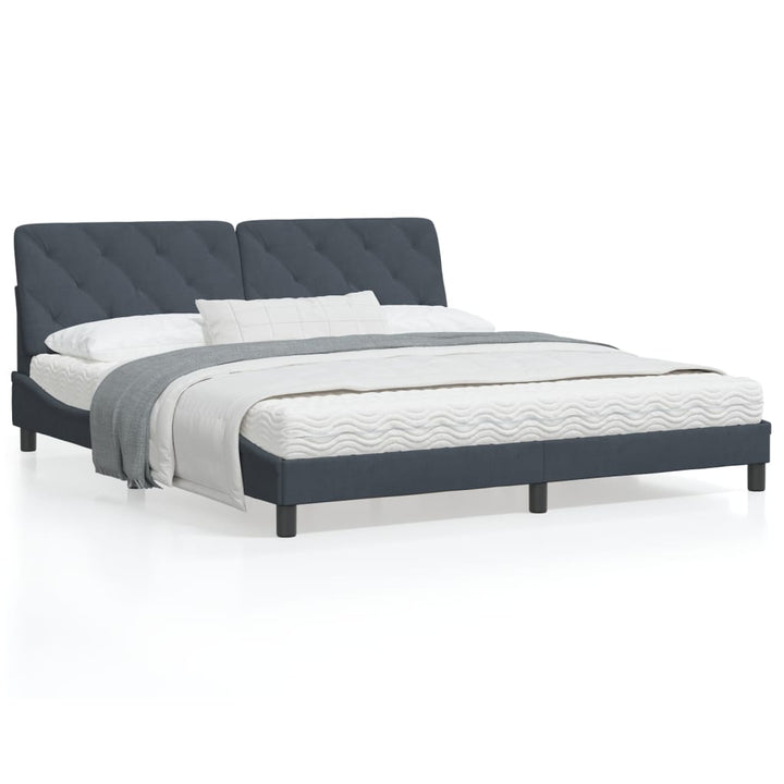 vidaXL Bed Frame with Headboard Mattress Foundation Bedroom Furniture Velvet-7