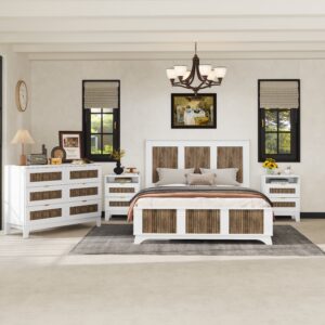 4-Piece Modern Bedroom Furniture Set – Bed, Nightstands & Dresser