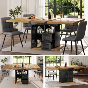 Expandable Wooden Dining Table for 6 People