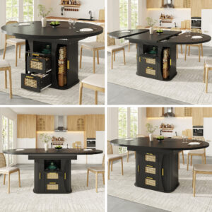Expandable Dining Table with Built-In Storage